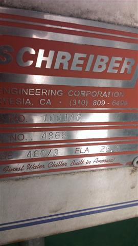 Schreiber Model 1001AC Water Chiller, Machine ID: 6159